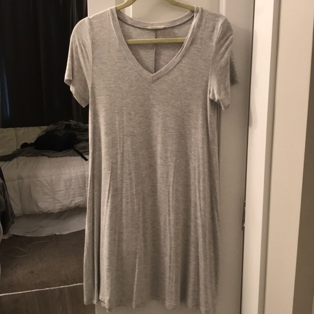 Gray v-neck T-shirt dress